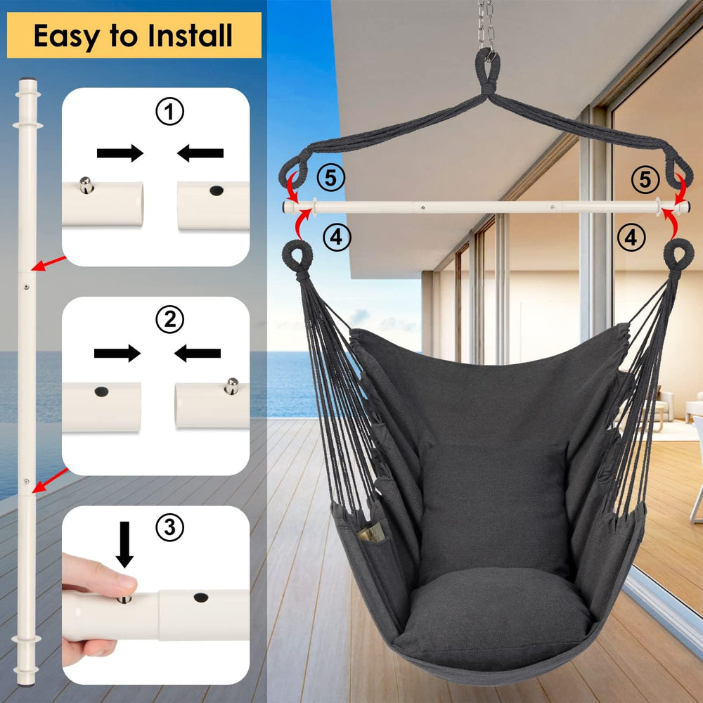 Y- STOP Hammock Chair Hanging Rope Swing Chair, Max 500 Lbs, 2 Seat Cushions ...