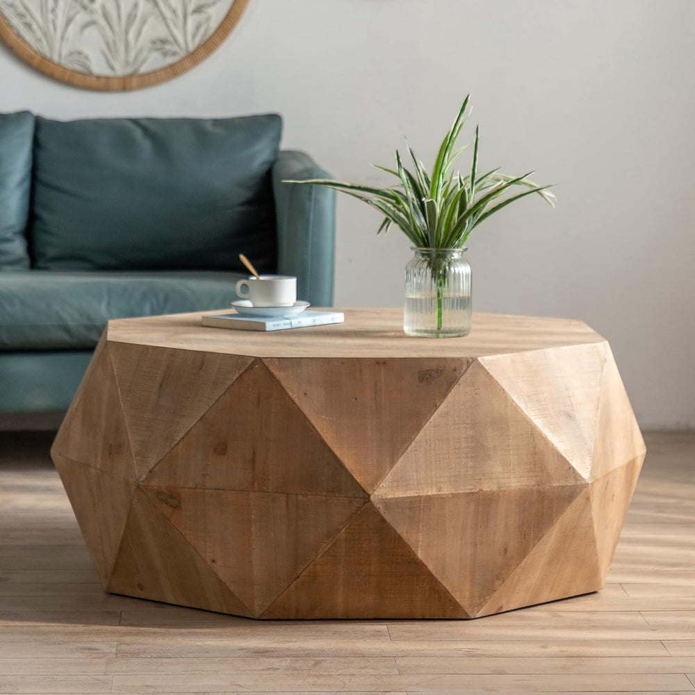 38" Modern Farmhouse Coffee Table, Drum Coffee Table for Office, Dining ...