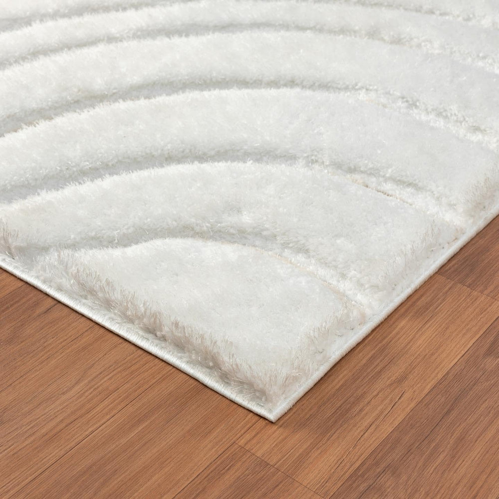LUXE WEAVERS Modern Geometric Shag Area Rug Cream 5x7