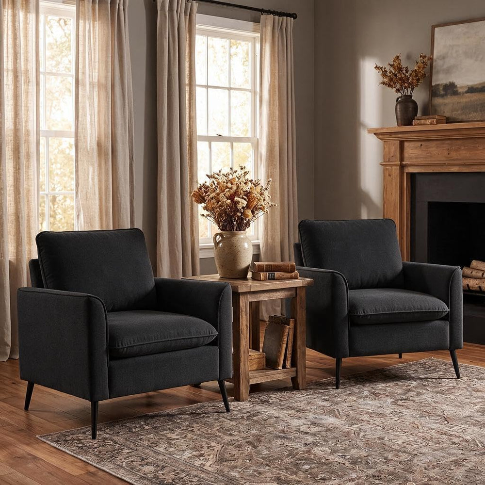 YISHENG Mid-Century Modern Living Room Accent Chairs Set of 2 - Oversized Fau...