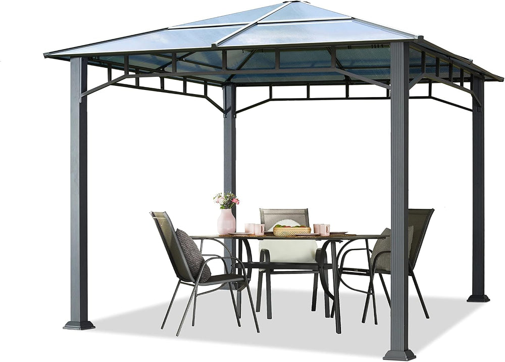 TOOLPORT 10x10 ft Hardtop Gazebo Polycarbonate Roof