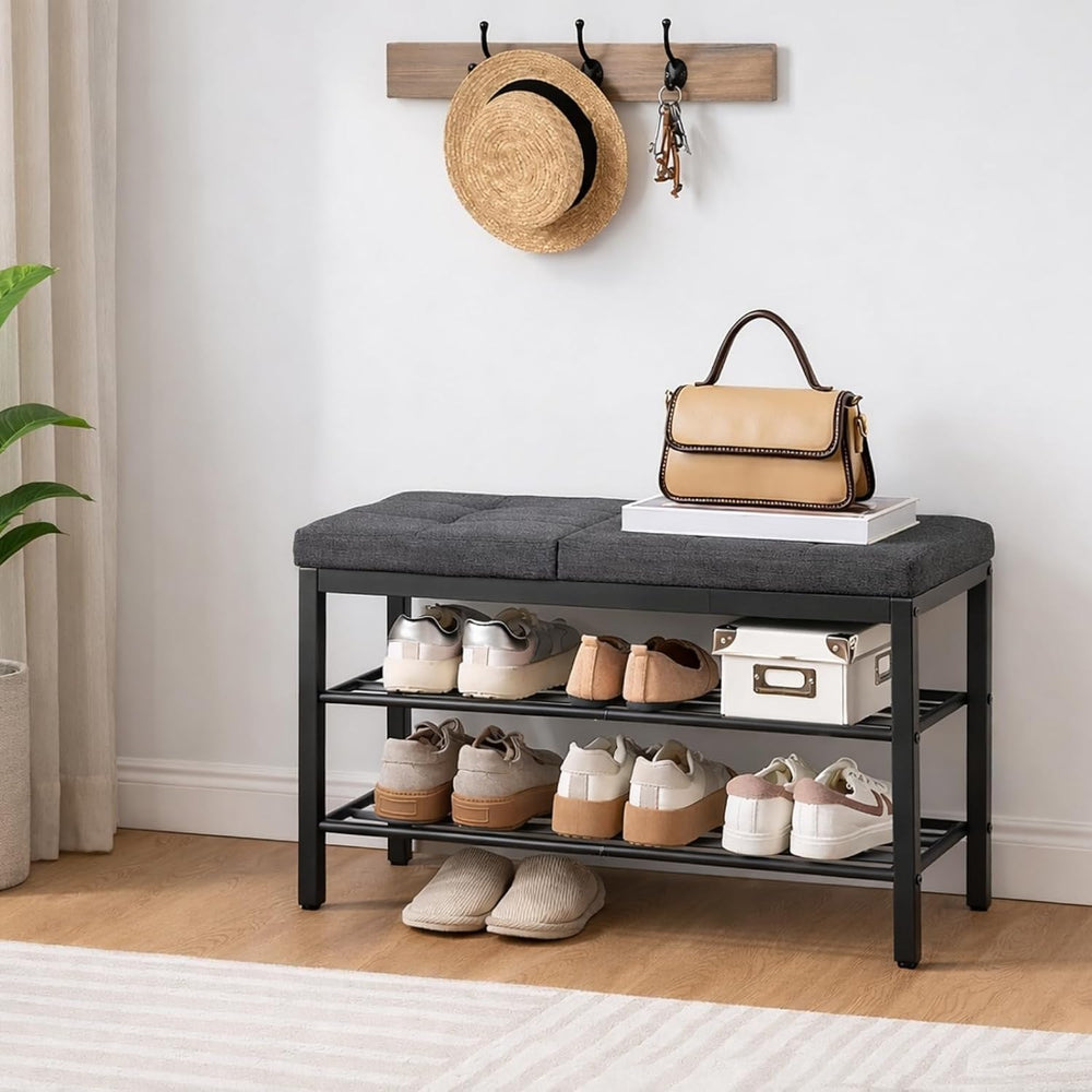 HOOBRO Shoe Bench, Storage Bench with Cushion, Entryway Bench Shoe Shelf with...