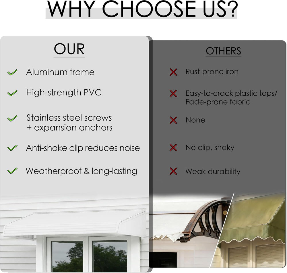 Kozyard Window Awning 72''W x 40''D with 2 Side Wings