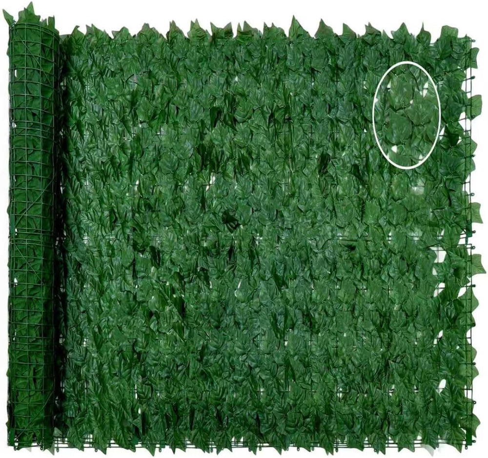 Faux Ivy Privacy Fence Screen Outdoor Expandable Artificial Greenery Roll Fak...