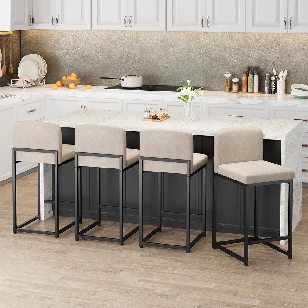 GarveeHome Bar Stools Set of 2, Modern Counter Height Bar Stools with Back an...