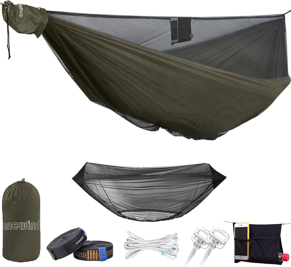 onewind 11ft Camping Double Hammock with Mosquito Net, Ridgeline and Straps
