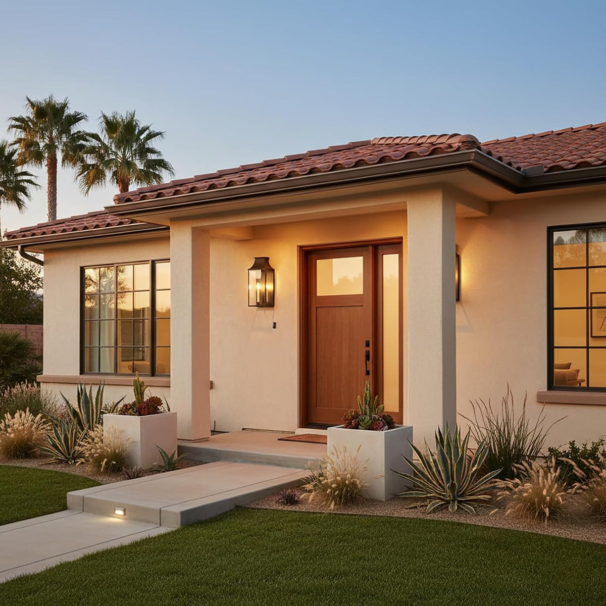 18" medium classic outdoor wall light, house exterior shown in use