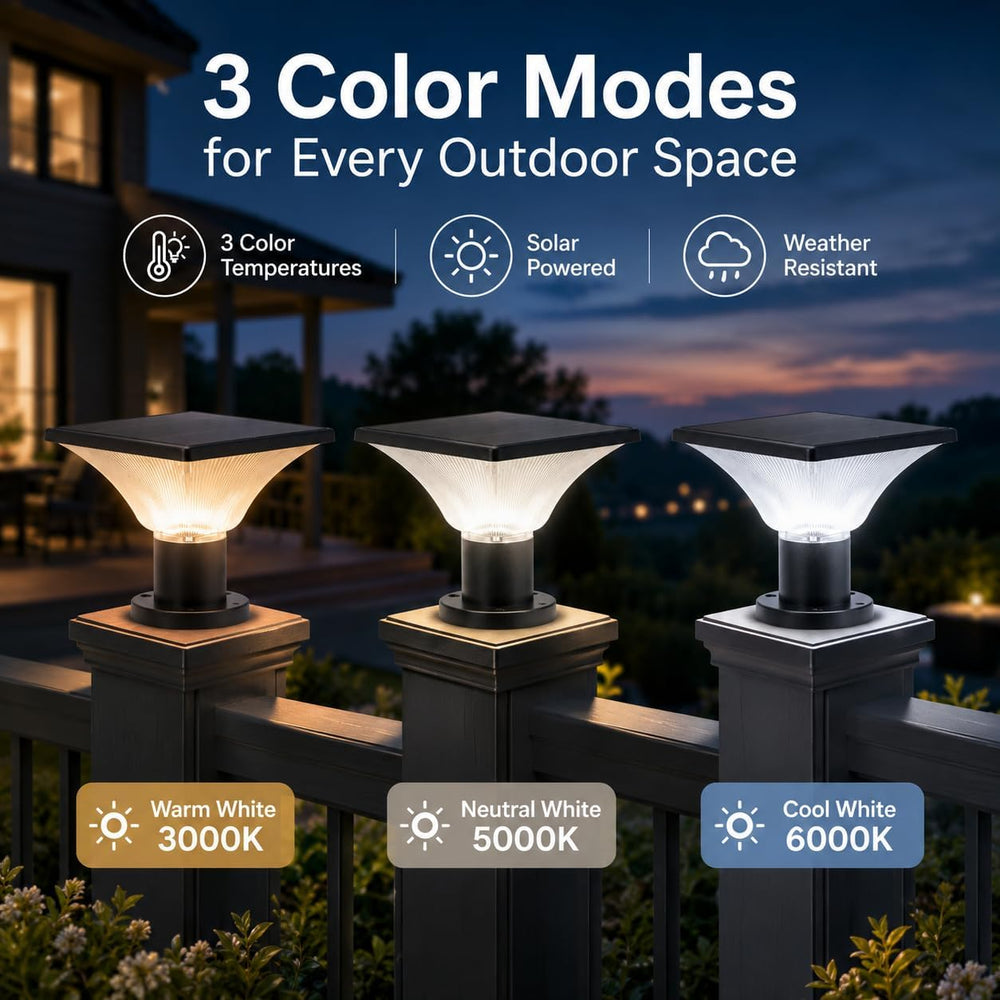Solar Post Cap Lights Outdoor,Dusk to Dawn Auto On/Off Solar Powered Post Lig...