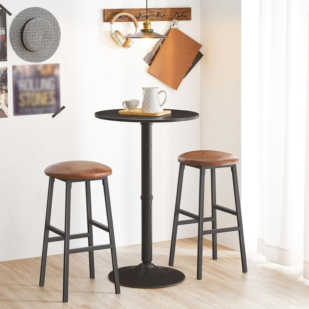 HOOBRO Round Bar Table, 35" Tall Pub Table, with Non-Slip Base for Narro...