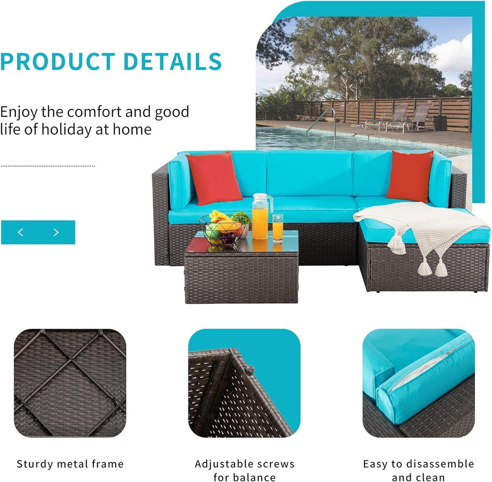 Shintenchi 5 Pieces Patio Furniture Sets Outdoor All-Weather Sectional Patio ...