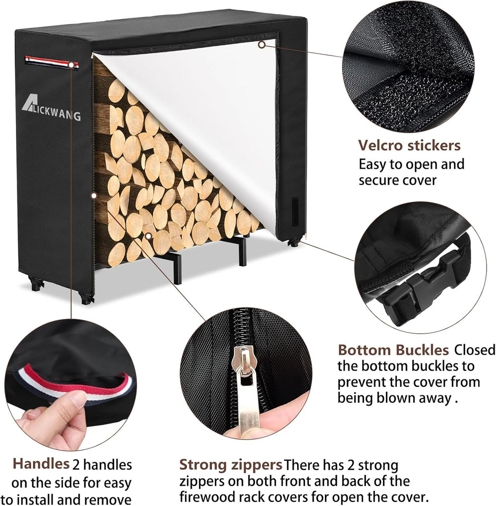 5ft Firewood Rack Cover,Heavy Duty 600D Waterproof Outdoor Firewood Storage R...