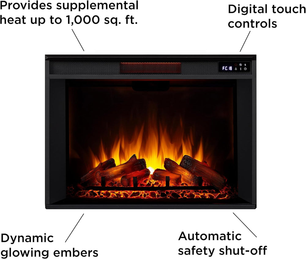 Real Flame Harlan 55” Electric Fireplace with Mantel for Living Room or Bedro...