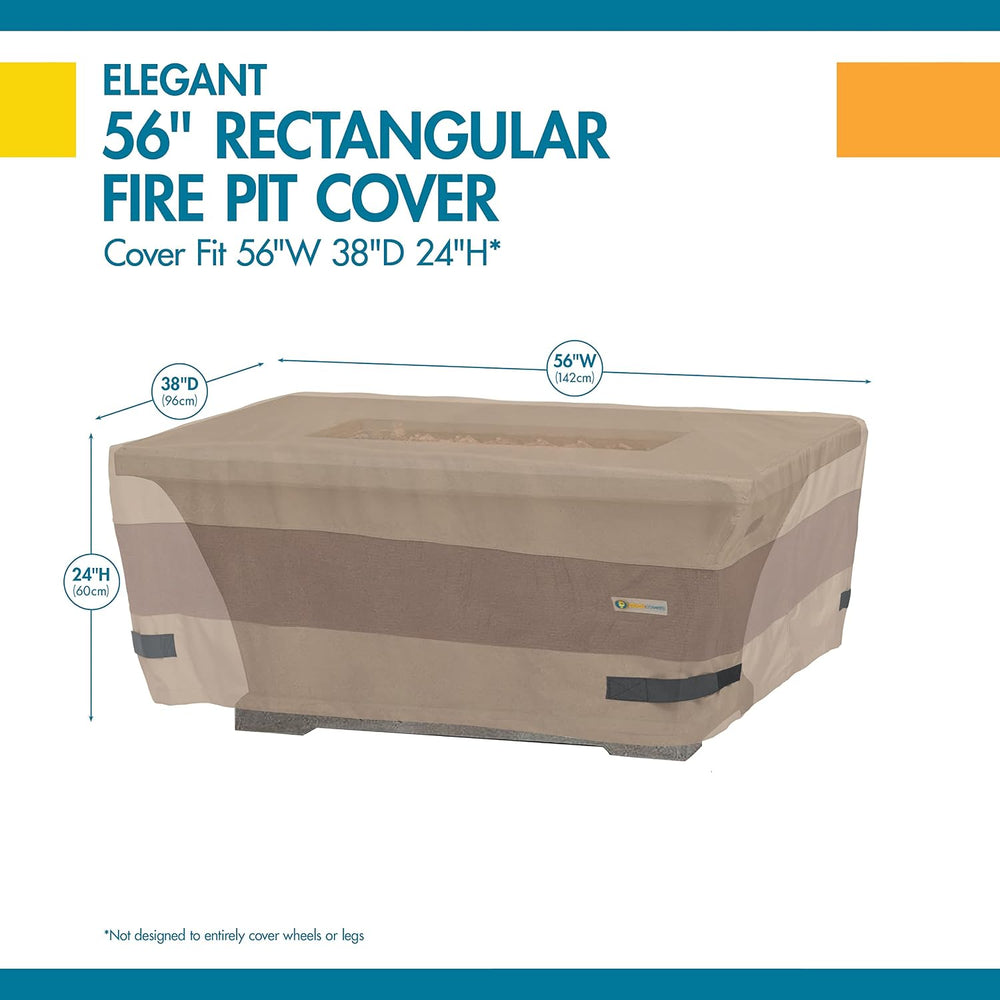 DUCKCOVERS Elegant Waterproof 54 Inch Rectangle Fire Pit Cover, Outdoor Firep...