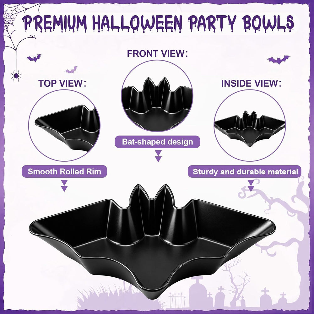 Honeydak 24 Pcs Halloween Candy Bowl, Plastic Bat Shaped Serving Trays