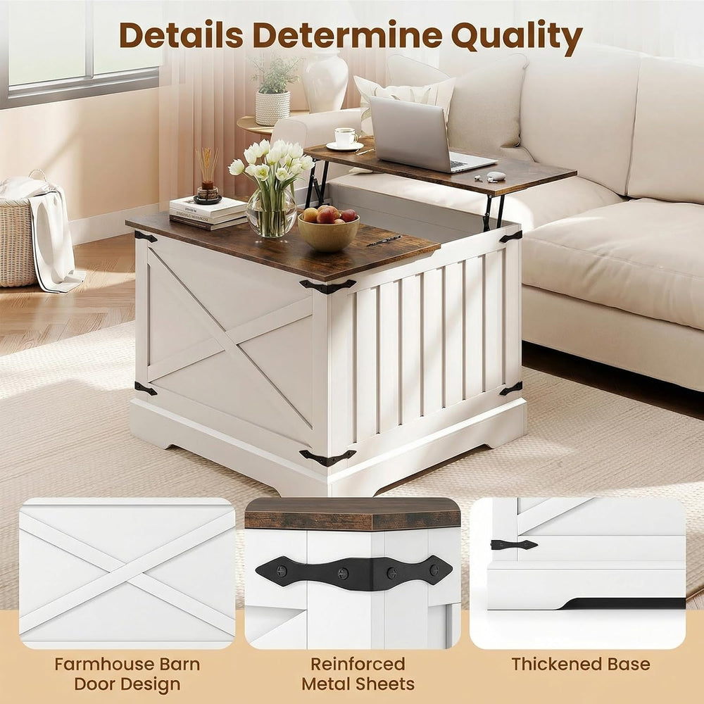 GIANTEX Farmhouse Lift Top Coffee Table, 31.5" Square Wood Center Table ...