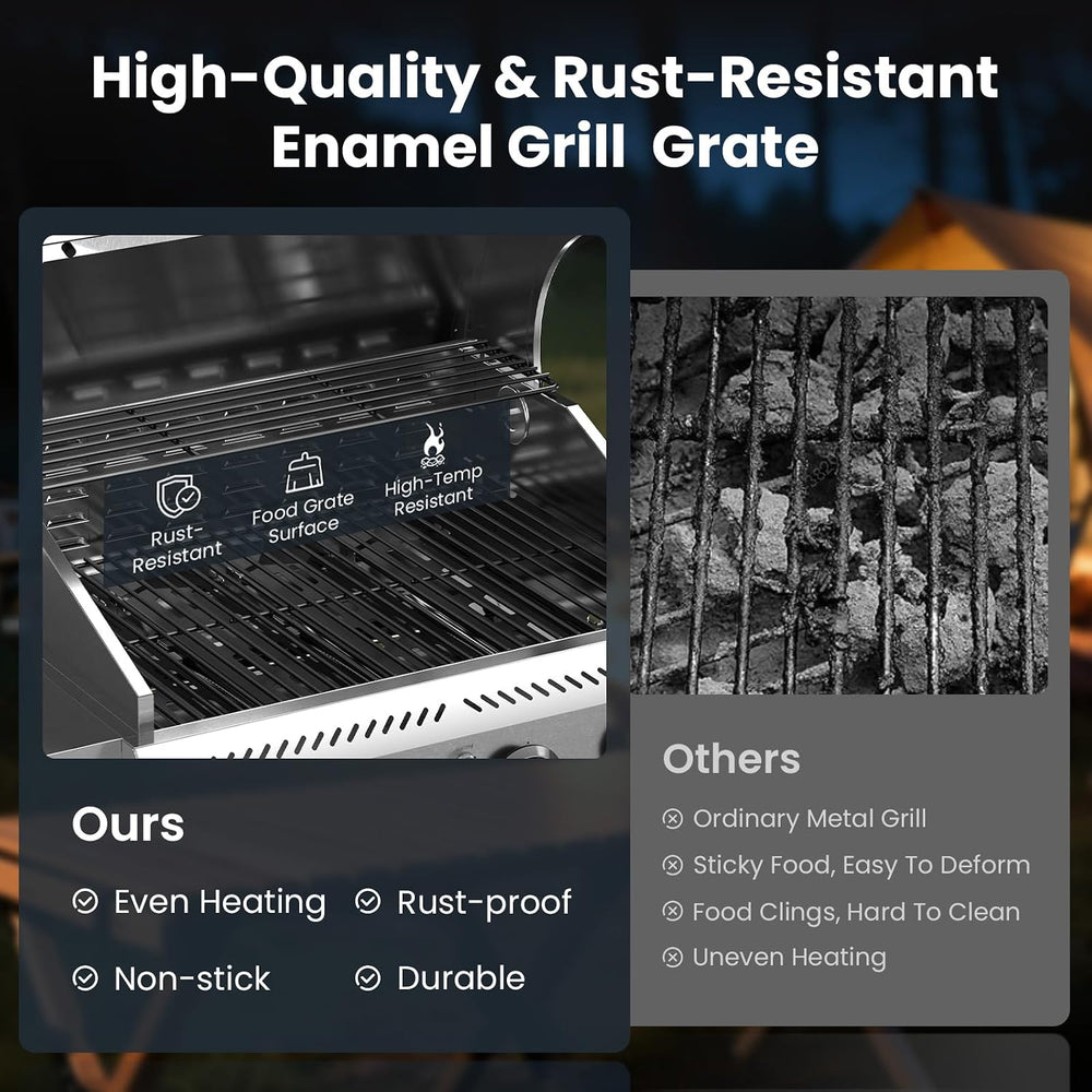Electactic 4-Burner Propane Gas Grill, 34000 BTU Stainless Steel BBQ Grill