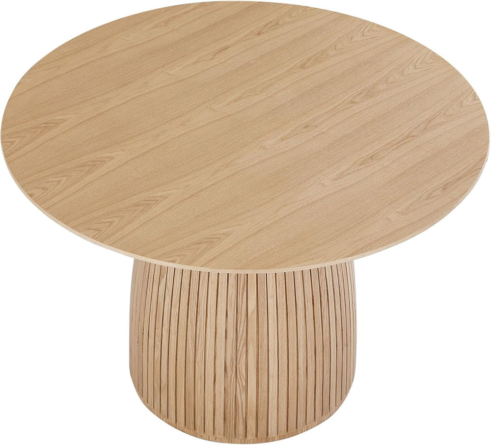 LUMISOL Round Dining Table for 4-6 People, Modern Kitchen Table with Fluted D...