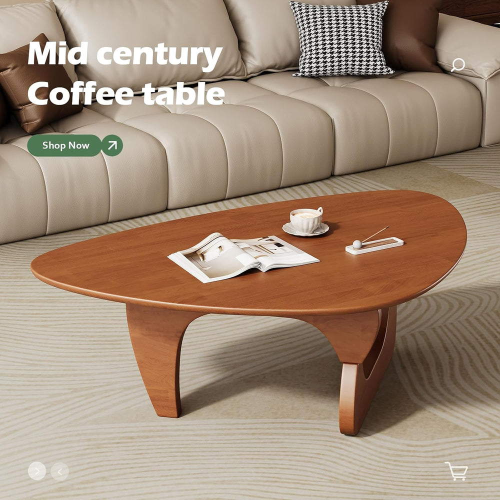 Mid Century Modern Coffee Table - Walnut Wooden Coffee Table for Living Room,...