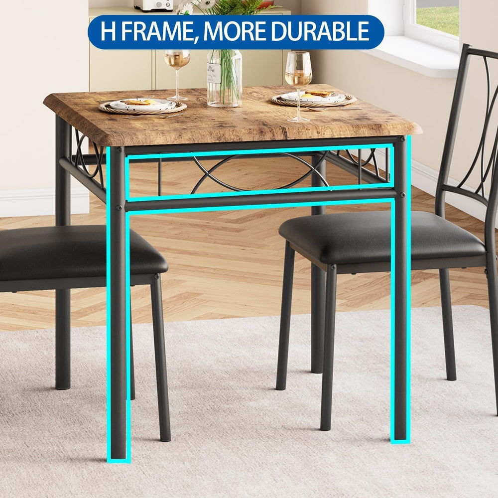 IDEALHOUSE Dining Table Set for 2, Square 3 Piece Kitchen Room Sets with 2 Up...