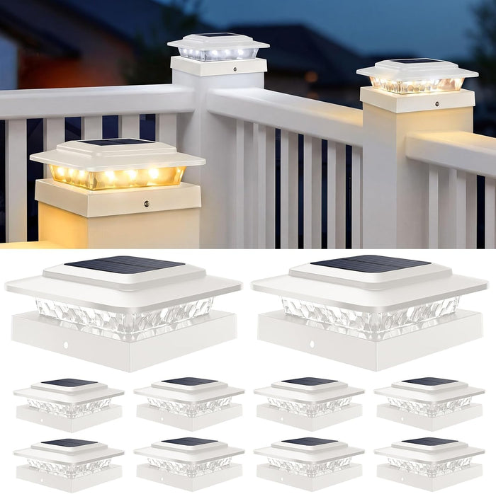 kolpop Solar Post Cap Lights Outdoor 10 Pack, 3 Color Temps&2 Brightness
