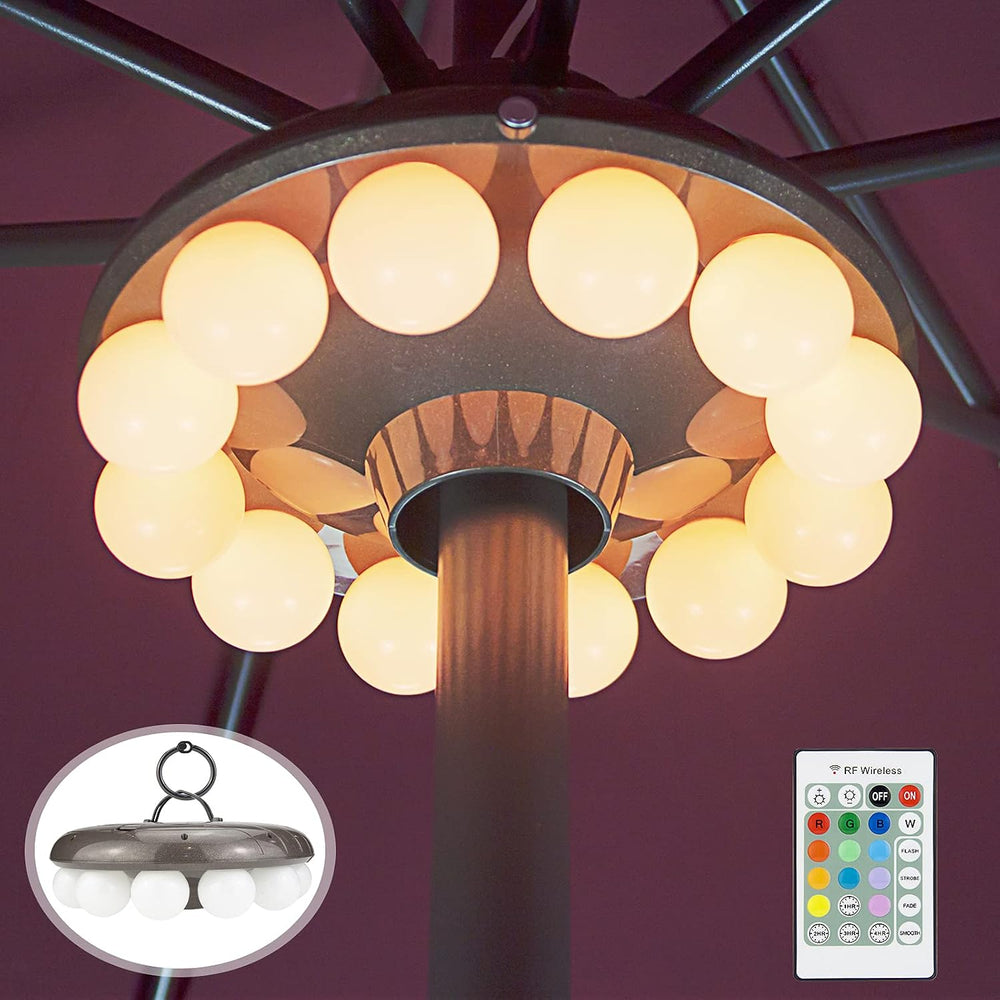 BIGMONAT Patio Umbrella Light Outdoor with RF Remote Controll/Hanging Lights ...