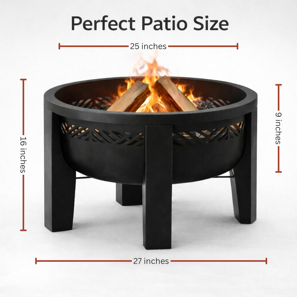 Fire Horse Wood Burning Fire Pit with Tabletop Lid, 26 Inch Outdoor Fire Pit ...