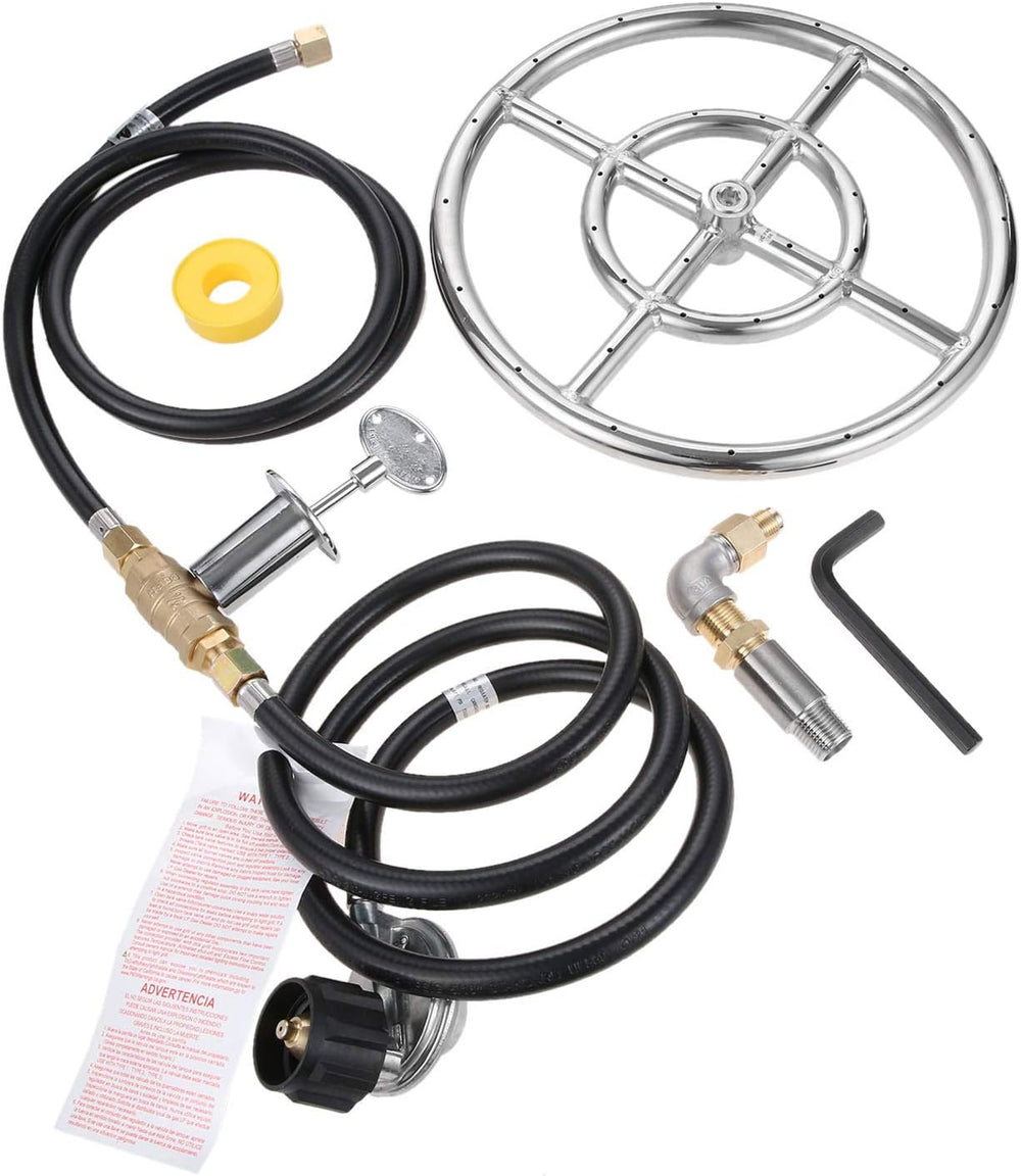 Fire Ring Burner Valve Assembly Kit, 12 inch Stainless Steel Fire Pit