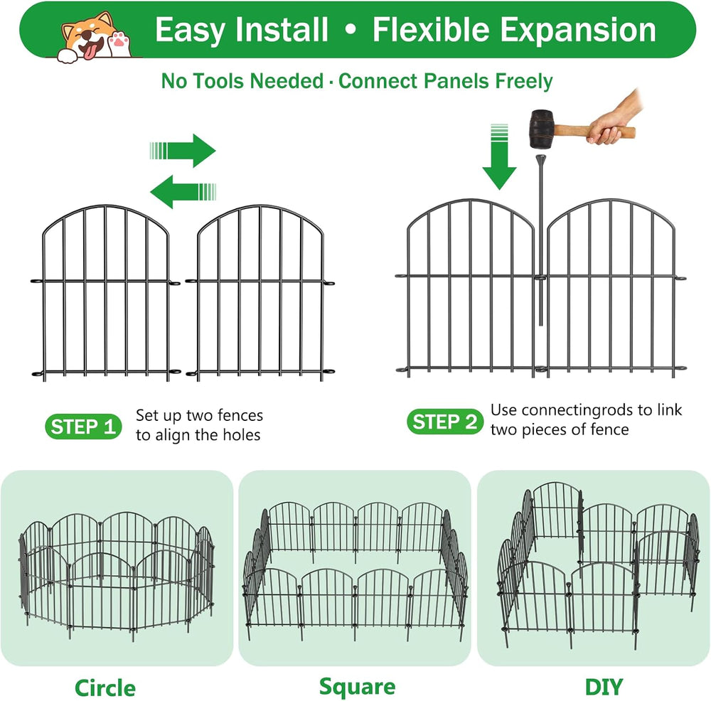 No Dig Garden Fence Panels, Dog Fence Outdoor for Yard, 30 Pack