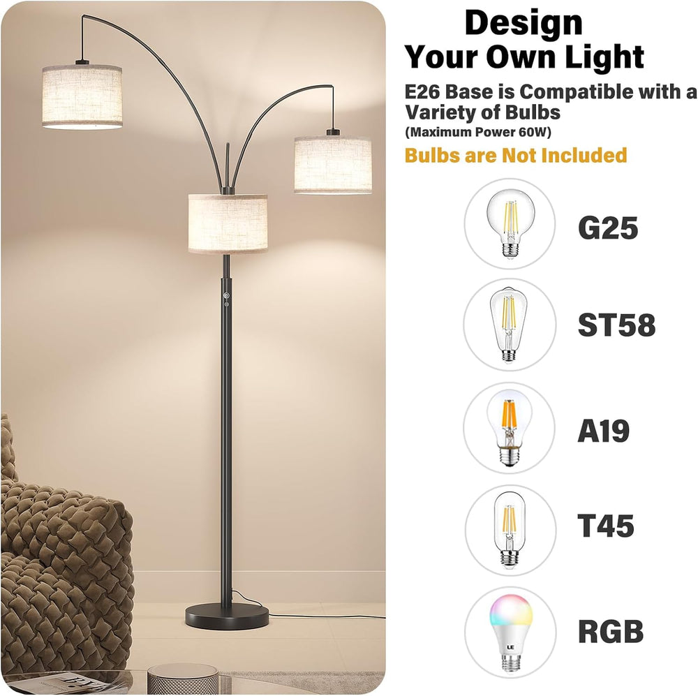 SUNMORY 3 Lights Floor Lamp for Living Room, 78" Tall Standing Lamp with...