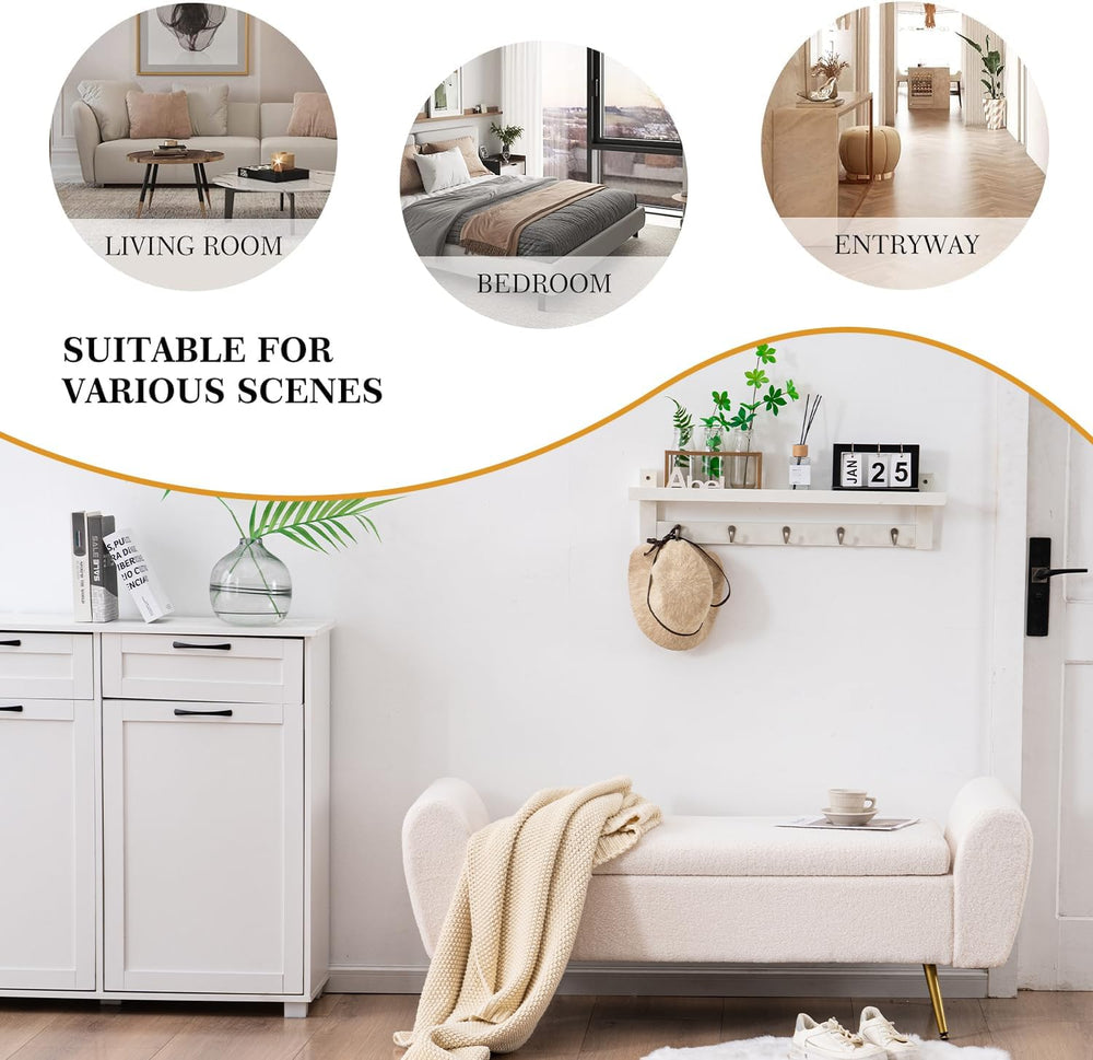 Storage Bench for Bedroom, 55" Extra Long Bench for King Size Bed, Moder...