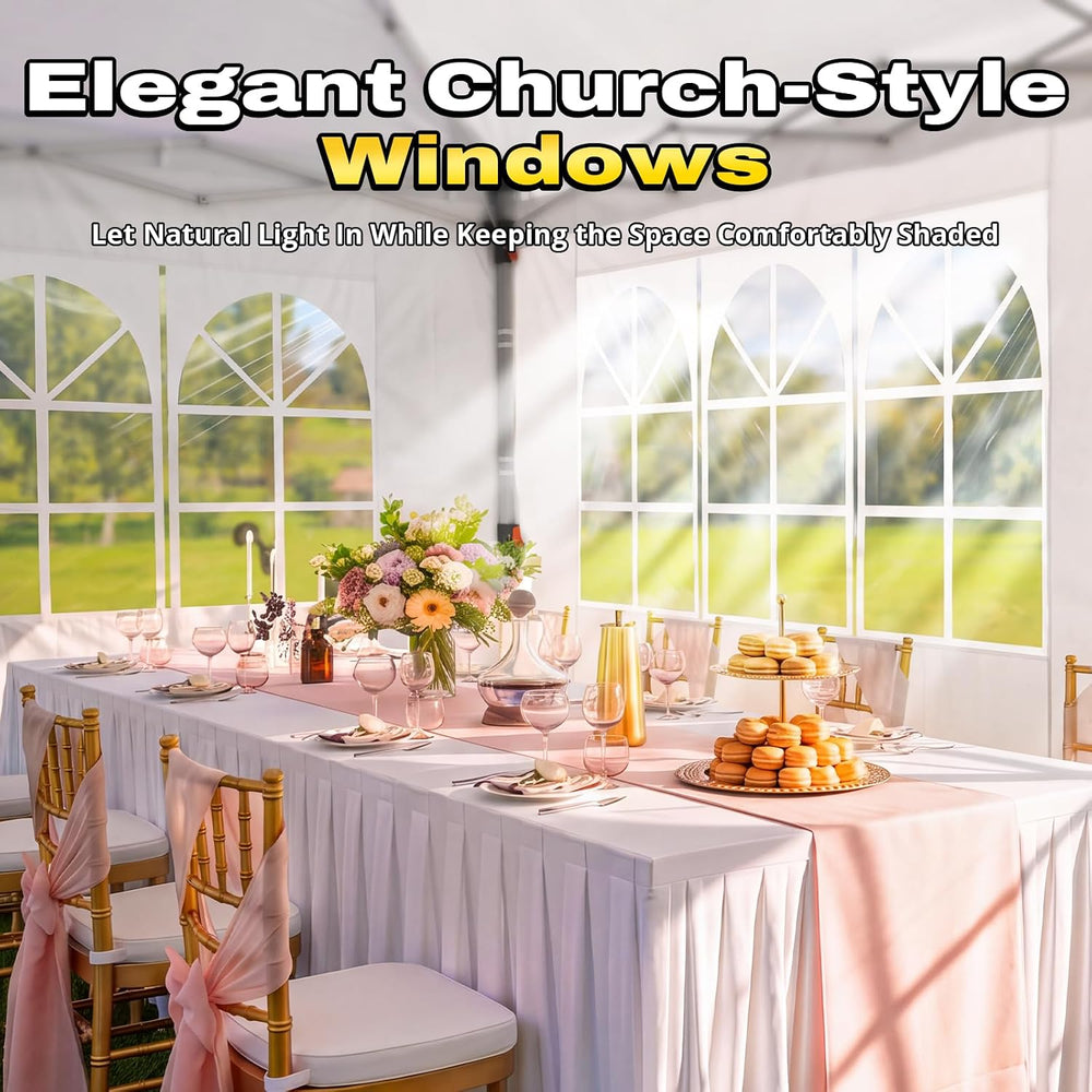 10x20 Pop Up Canopy Tent with 6 Cathedral Sidewalls, Outdoor Party Tent