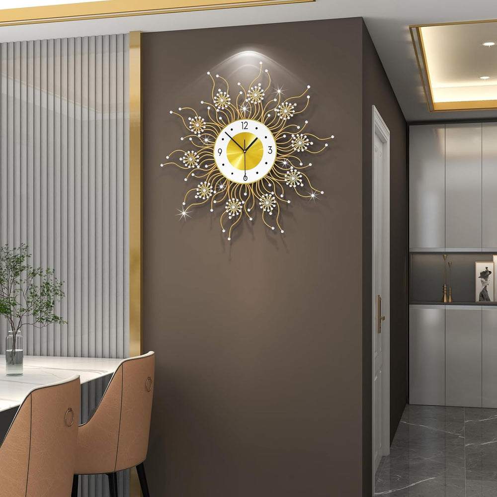 FLEBLE Decorative Large Wall Clocks Modern Clock Silent Battery Operated