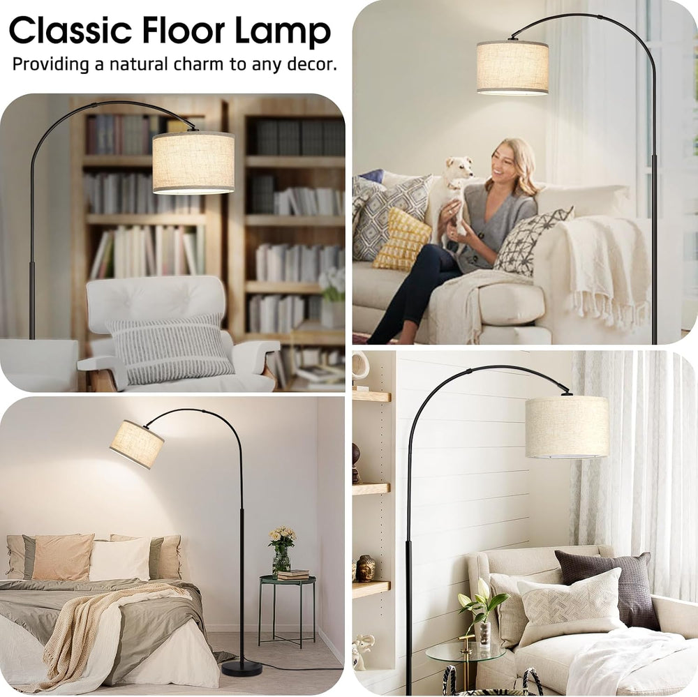 Dimmable Floor Lamp, Arc Floor Lamp with Dimmer, Black Standing Lamp with Adj...
