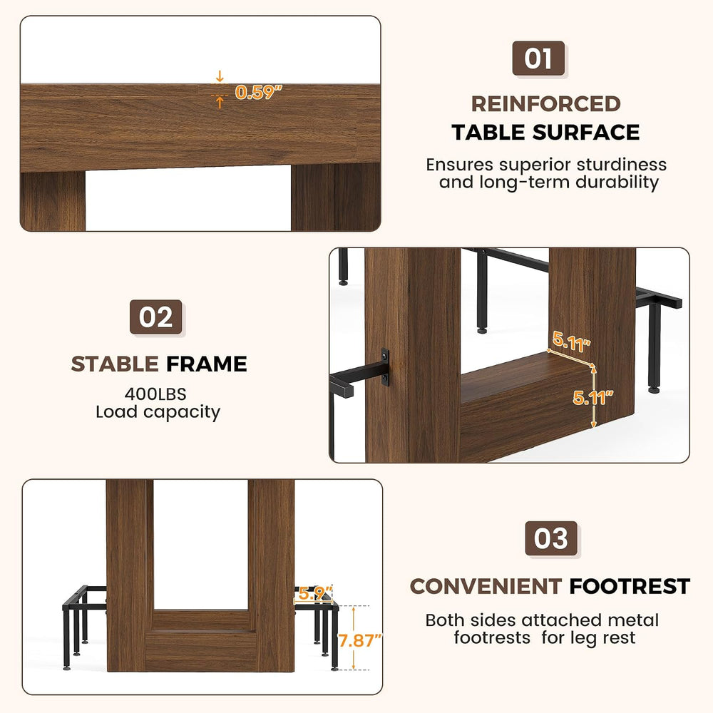 Miereirl 5-Piece Bar Table Set, 63" Counter Height Dining Table with 4 S...