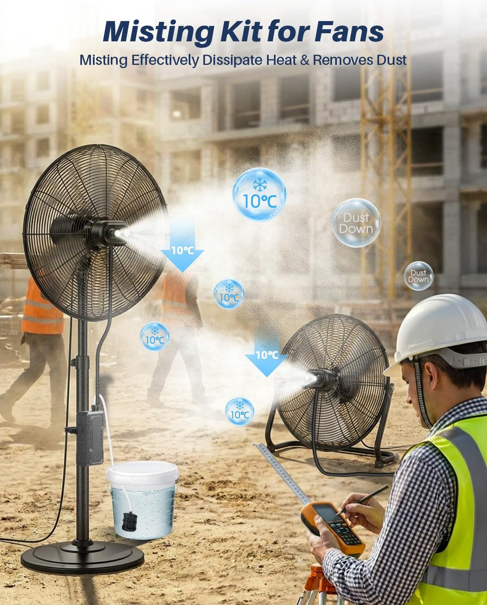 Portable Misting System with Water Pump, 6000mAh Outdoor Misters for Outside ...