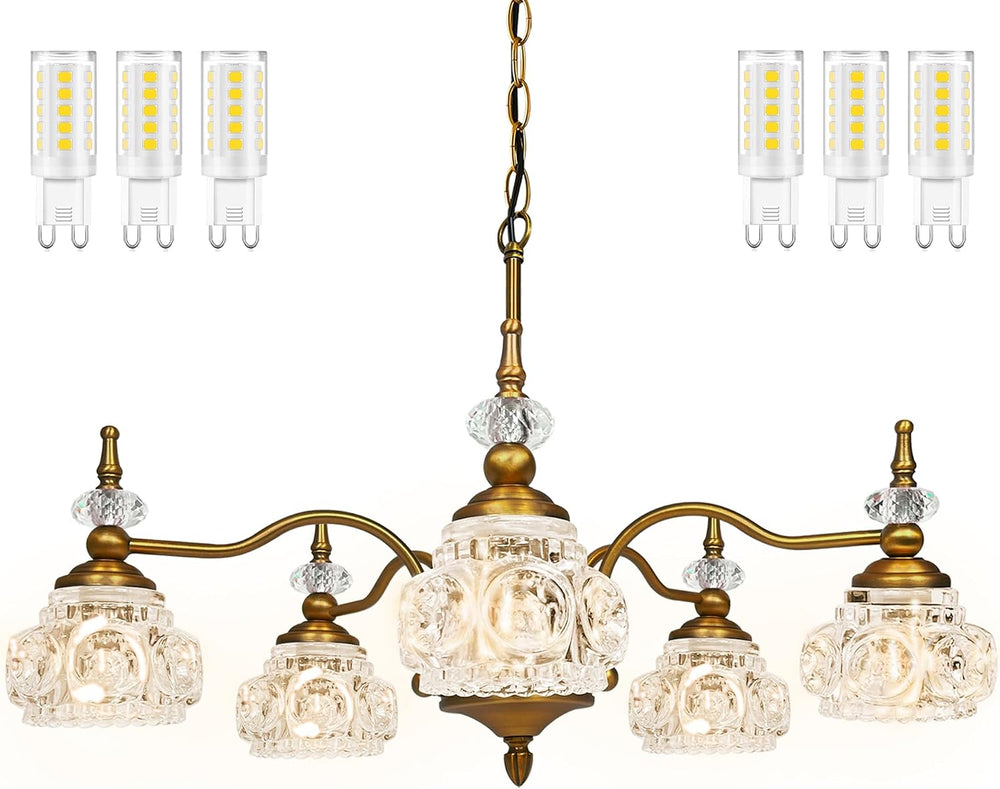 Montex Brass Pendant Light Fixture, Gold Vintage Chandelier Light Fixture 5 L...