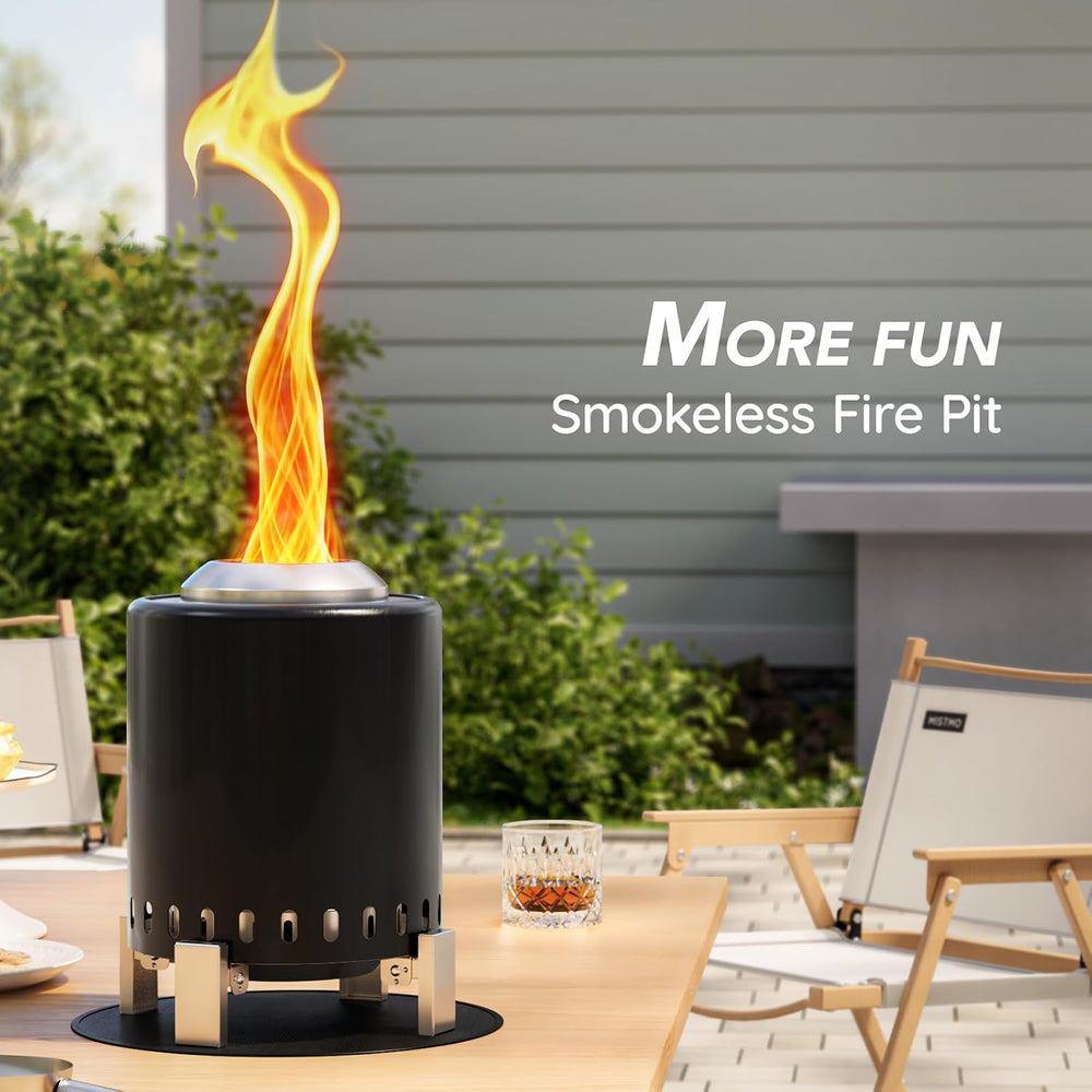 Breezz Smokeless Tabletop Fire Pit 7 in, Black