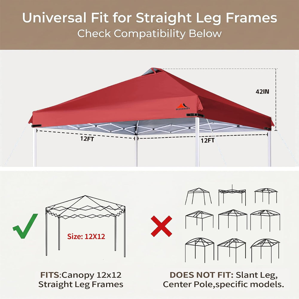 SCOCANOPY Replacement Top with Air Vent for 12x12 Canopy Frame, Canopy Cover ...