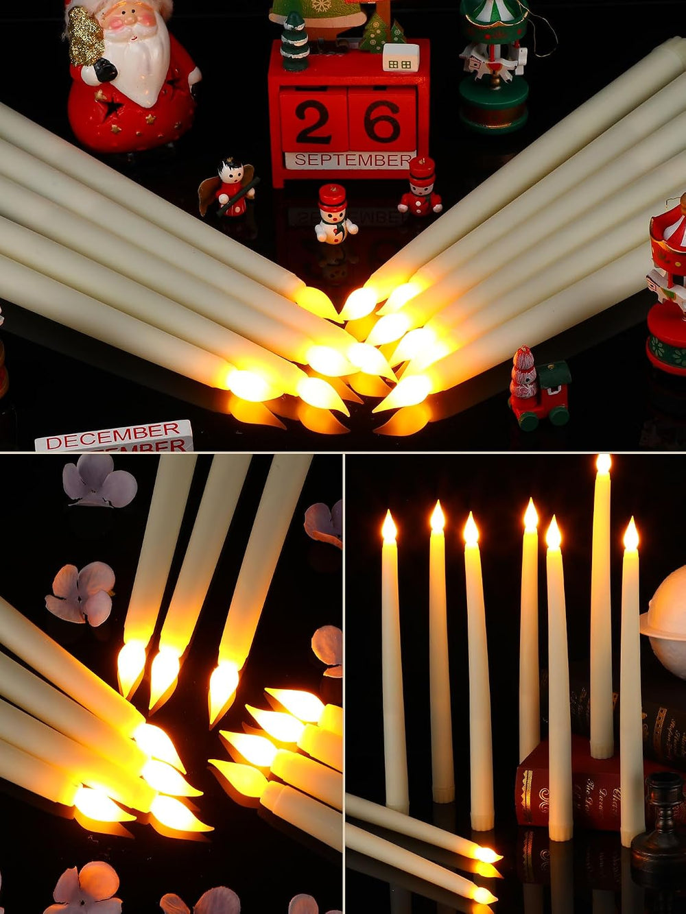 Treela 72 Pcs Flameless LED Taper Candles Bulk 11 Inch,Classic,Ivory