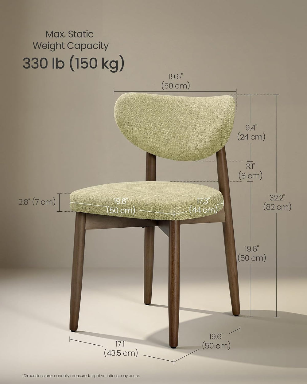 VASAGLE Wooden Dining Chairs Set of 4, Upholstered Kitchen Chairs