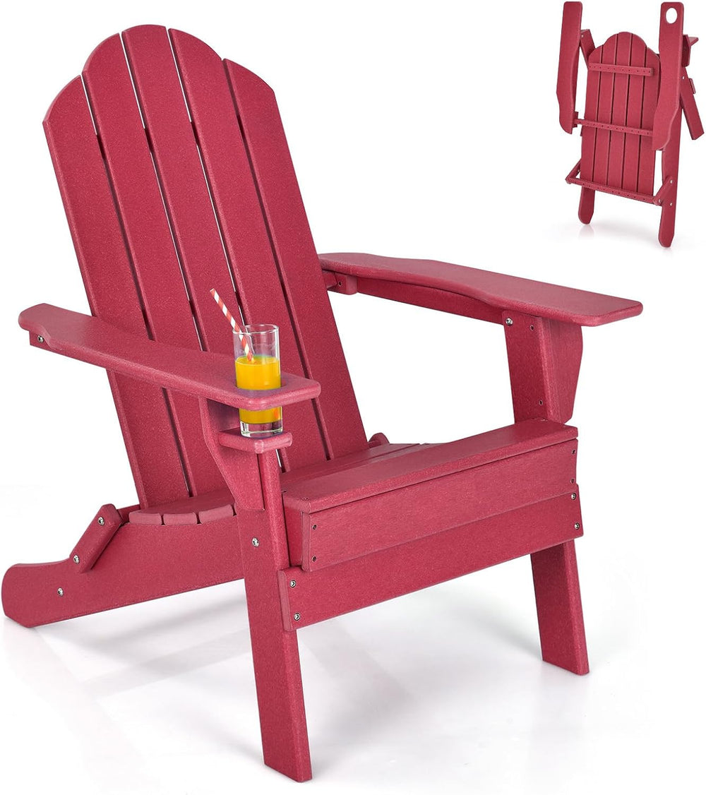 Giantex Adirondack Chair, Outdoor Folding Chairs, HDPE Weather Resistant Pati...