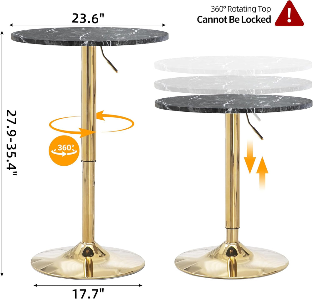 Finnhomy 24" Round Cocktail Bar Table with Metal Base, Tall Bistro Pub T...