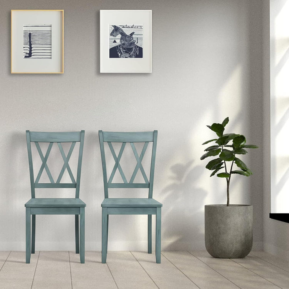 GIANTEX Set of 4 Dining Chairs, Rubber Wood Dining Room Chair, Farmhouse Dini...