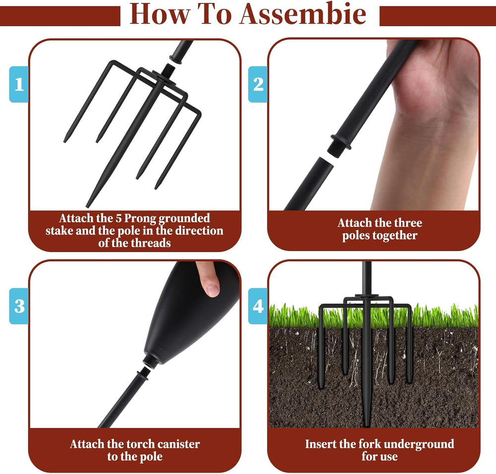 Home Garden Torch Set of 4, Large Capacity 22oz Outdoor Metal Torch Garden Dé...