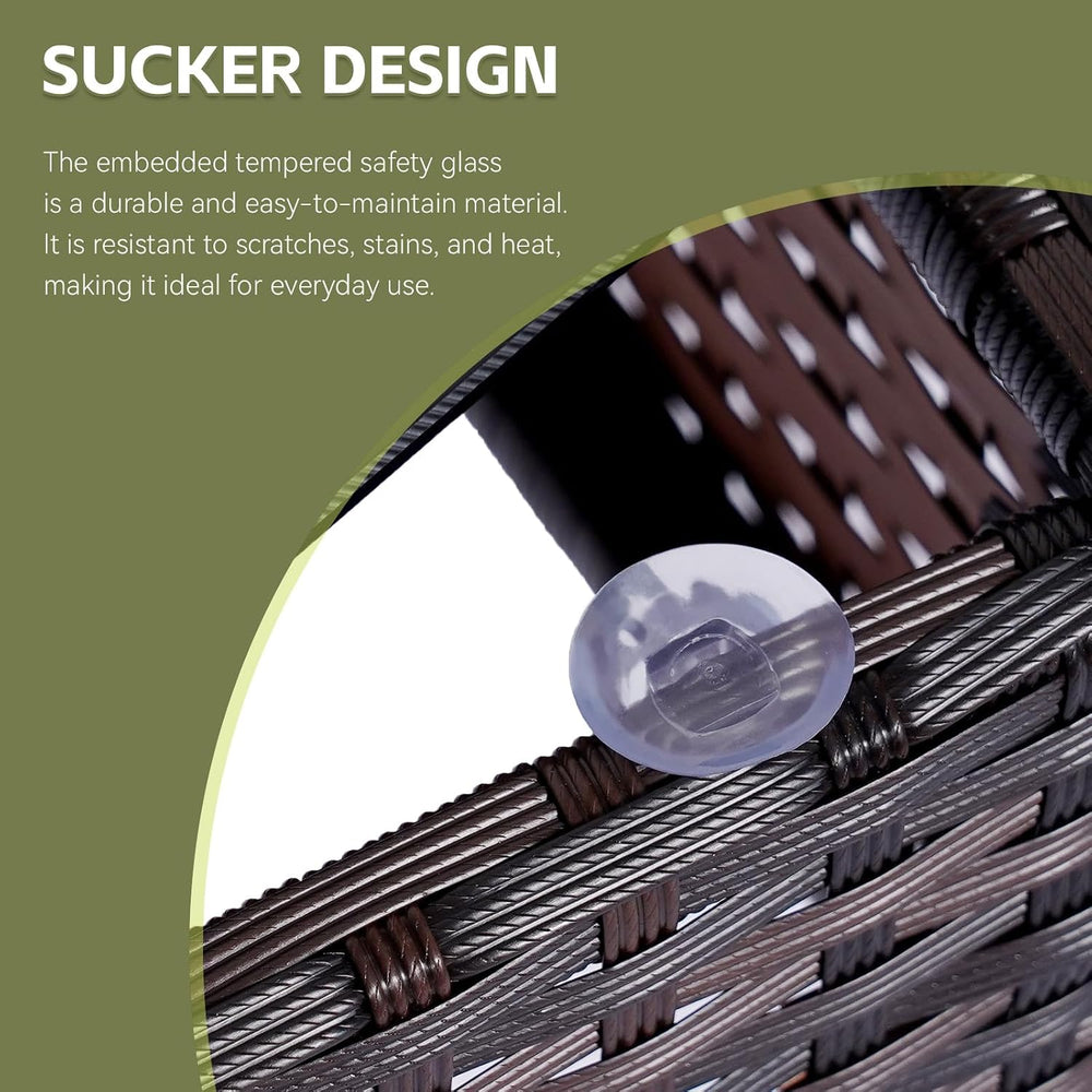 Patio Furniture Set 4 Pieces, Outdoor Rattan Furniture with Tempered Glass Co...