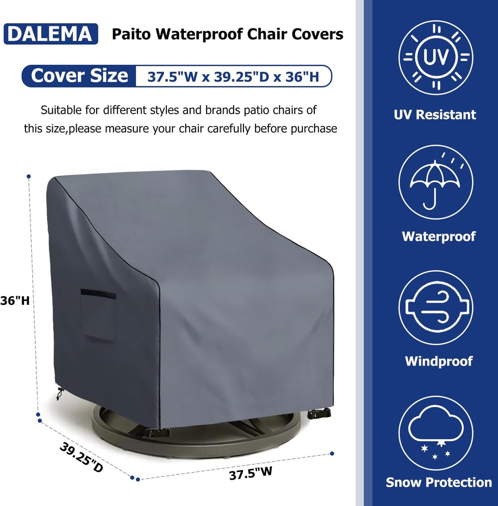 Outdoor Swivel Chair Cover 2 Pack,600D Heavy Duty 100% Waterproof Outdoor Cha...