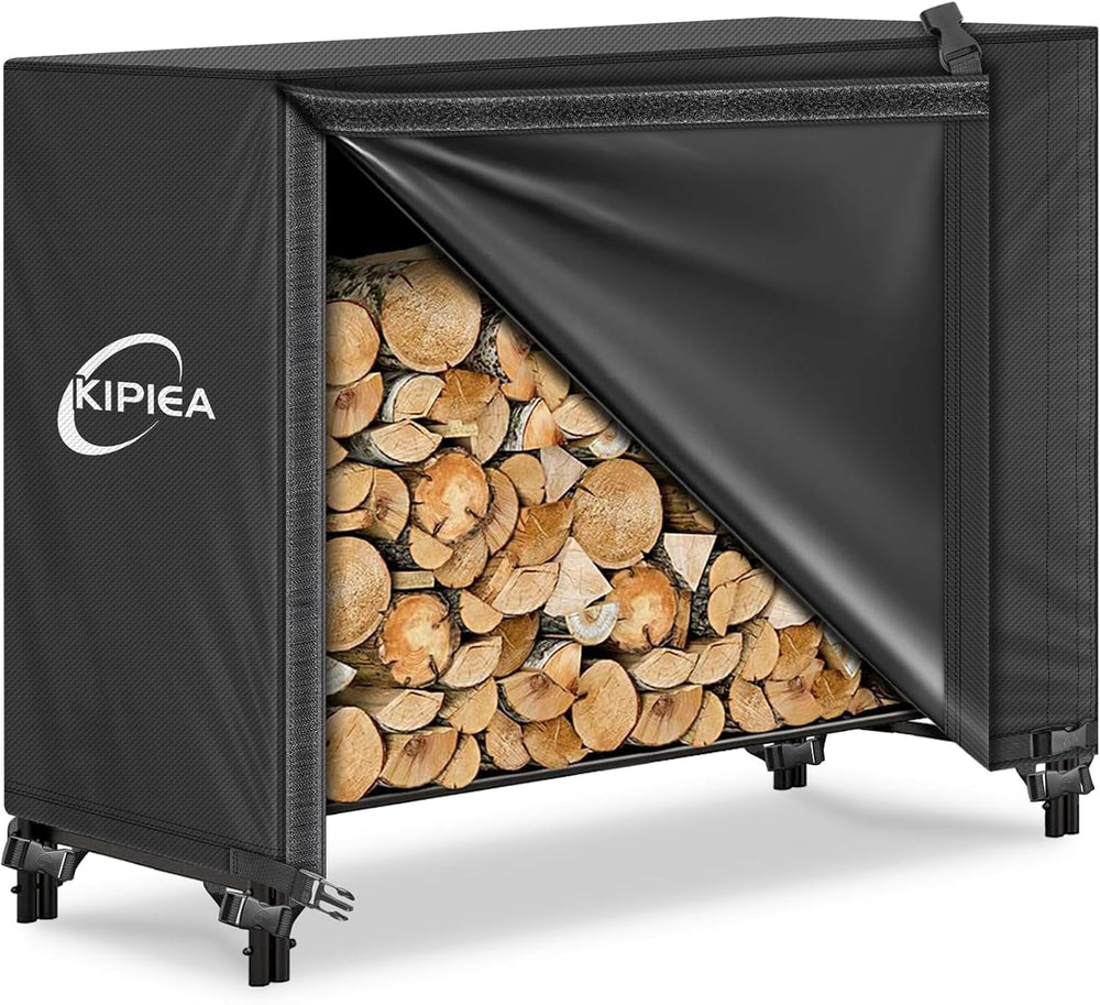Kipiea 4FT Waterproof Firewood Storage Log Rack Cover, Heavy Duty 600D Outdoo...