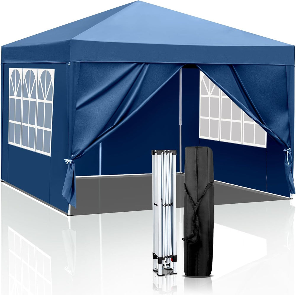 Outvita 10x10ft Ez Pop Up Canopy Tent with 4 SideWalls Blue