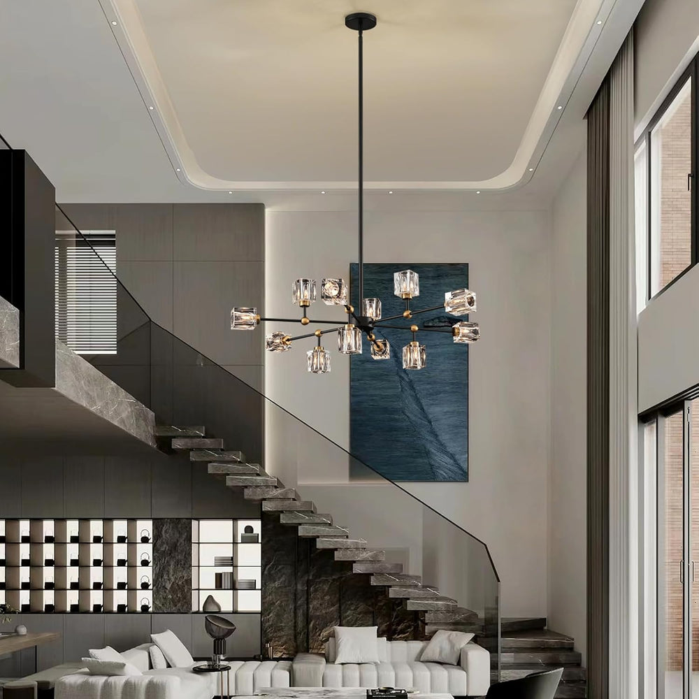 Sputnik Crystal Chandelier with 12-Light, Modern Light Fixture