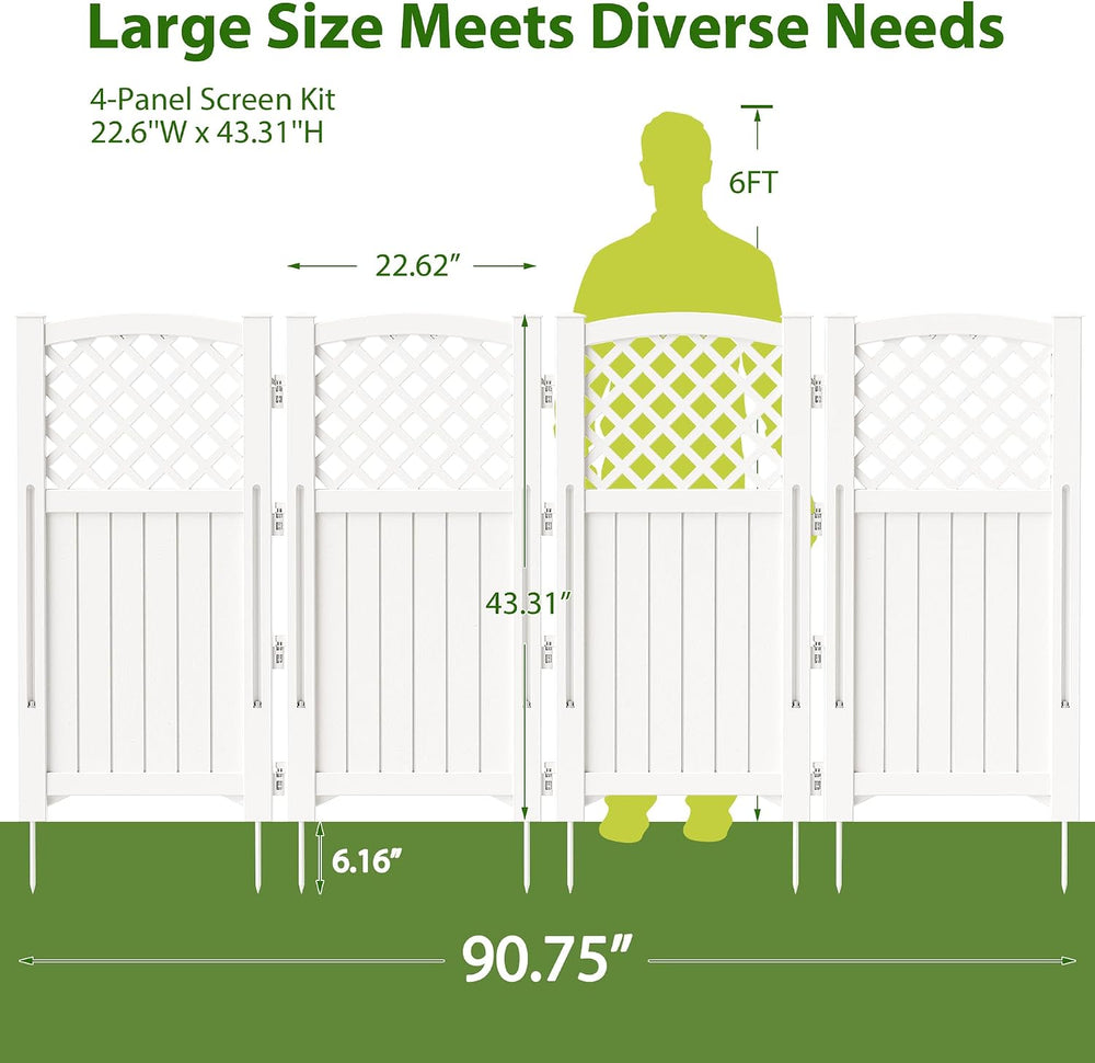 Devoko Resin Outdoor Privacy Fence, 4 Privacy Screen Panels